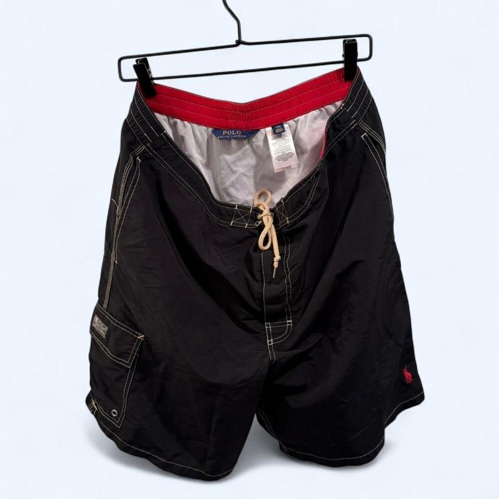 Ralph Lauren black swim trunks with red lining bellagio size XXL.